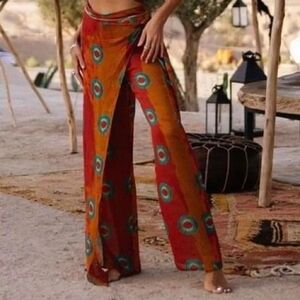 Zara GORGEOUS Printed Pareo Pants Swimwear Beach Cover up Size M